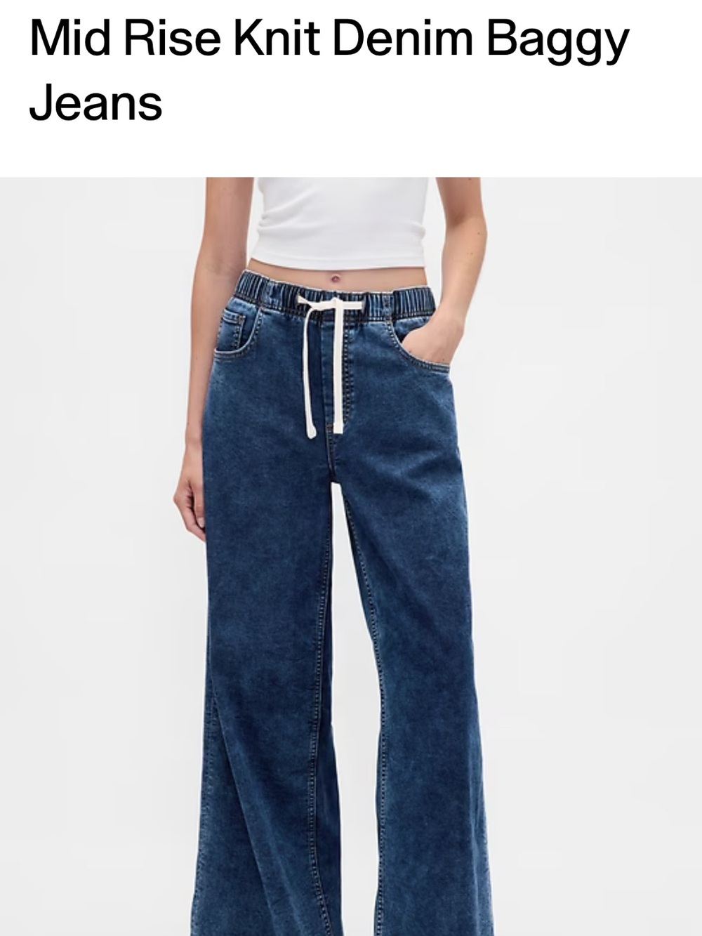 GAP Navy Blue Elastic Waist Denim Joggers